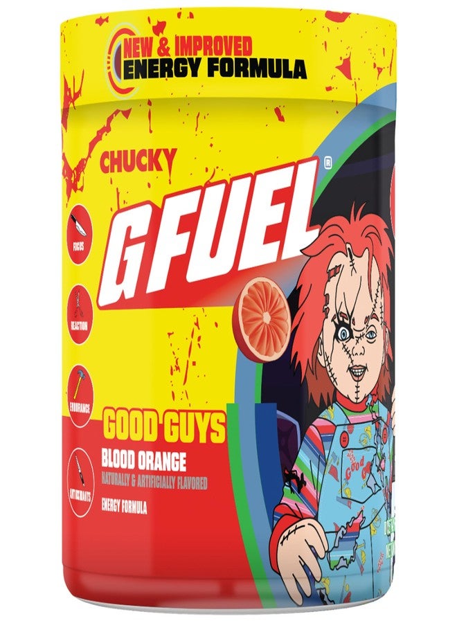 G Fuel Chucky Good Guys 2.0 Energy Drink Powder, Pre Workout Caffeine Mix for Gaming, Sugar Free Focus Amino, Vitamin + Antioxidants, 9.9oz (Tropical Blood Orange, 40 Servings) - Image 1